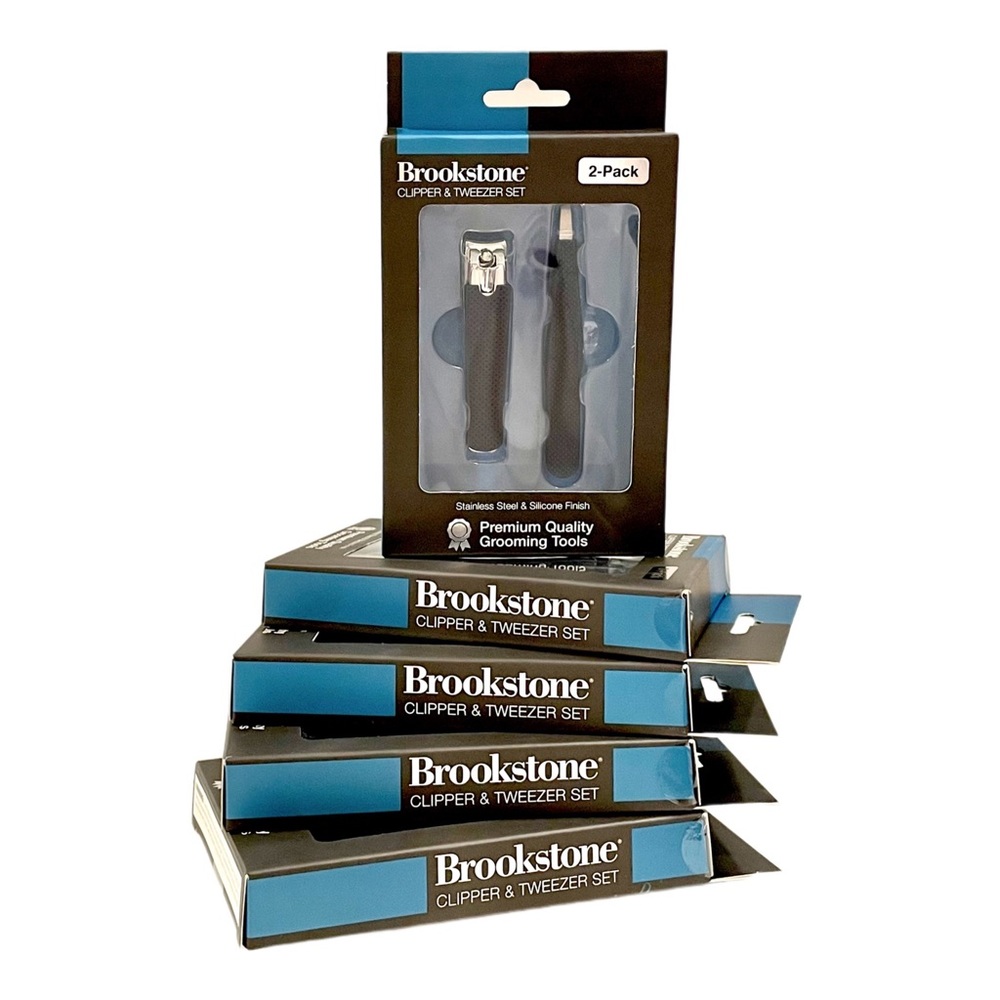 🎁 BROOKSTONE Nail Clipper & Tweezer 2-pack Set NIB NWT